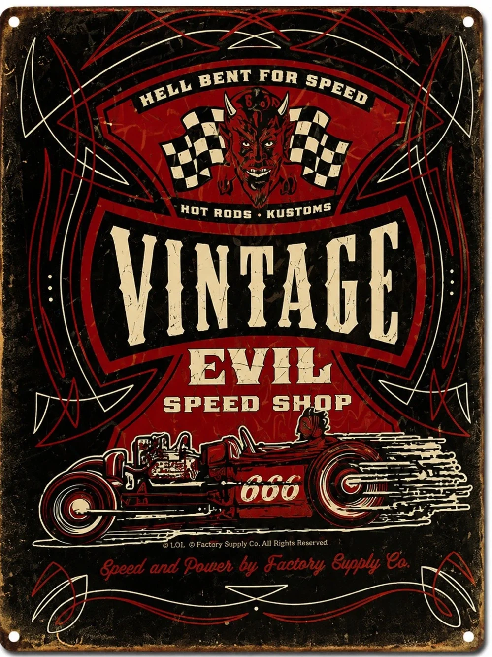 NEW Vintage Evil Speed Shop Metal Sign